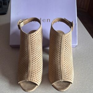 Madden Girl Tan Heels with Perforated Design